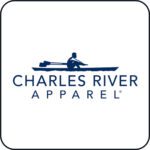 Charles River Apparel logo with rowing figure.