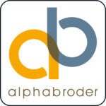 Logo of alphabroder with stylized letters.