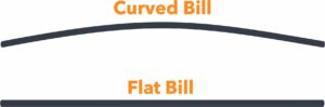 Curved bill versus flat bill comparison.