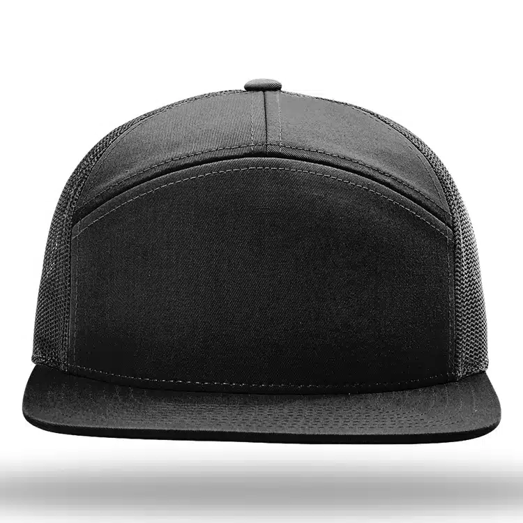 Richardson 7-Panel Trucker - 168 — Black front